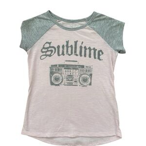 Kids Raglan Tee - Light Pink with Heather Grey Sleeves